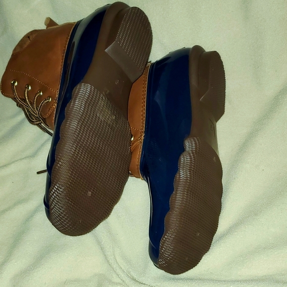 Jessica Carlyle Duck Lace Up Two Tone Combat Boots Brown/Blue Size 9 - Picture 7 of 8